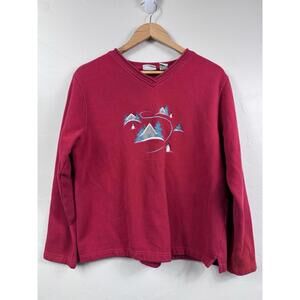 Classic Elements Red Christmas Sweater Womenss Large Sweatshirt Pullover Snowman